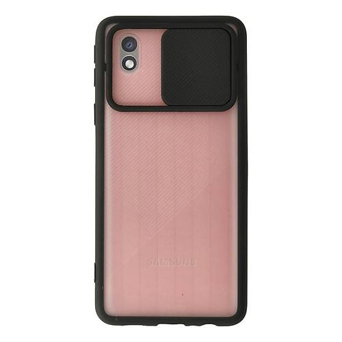Galaxy A01 Core K�l�f Palm Buzlu Kamera S�rg�l� Silikon - Siyah