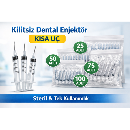 Kilitsiz Dental Enjekt�r K�sa U� (Luer Slip) - Steril Di� Hekimli�i ��r�ngas�