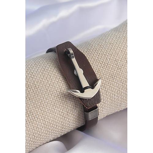 Kahverengi Deri Model G�m�� Renk �apa Fig�r Erkek Bileklik