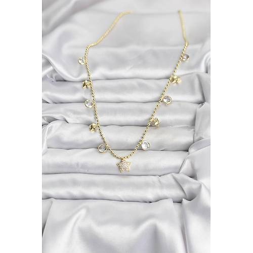 Pirin� Gold Renk Y�ld�z Model Kad�n Kolye