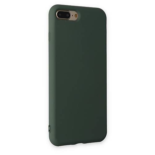 iPhone 7 Plus K�l�f Nano i�i Kadife Silikon - Koyu Ye�il
