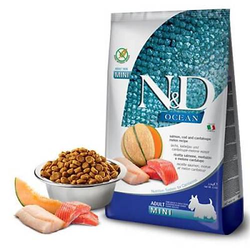 N&D Ocean Somonlu Morina Bal�kl� ve Kavunlu K���k Irk Tah�ls�z Yeti�kin K�pek Mamas� 2,5 Kg