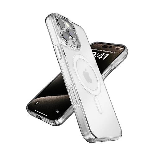 iPhone 15 Gleam PC Sert Magsafe K�l�f - �effaf-Siyah