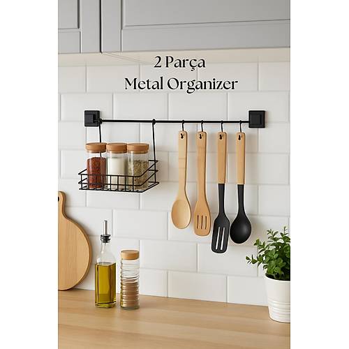 2 Par�a Metal Ask�l� Mutfak Organizeri & Mutfak Raf� & Sepet