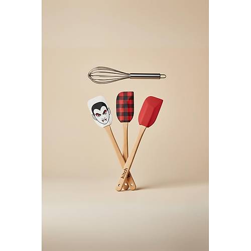 4�l� Silikon Spatula ve ��rp�c� Seti Kar���k Renk