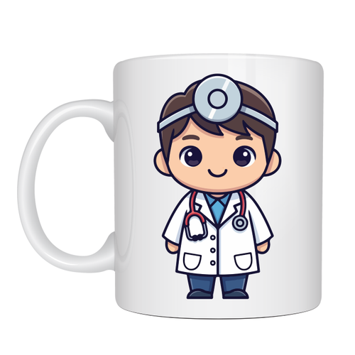 Sevimli Doktor Tasar�ml� Porselen Kupa MODEL 167 � Doktor Hediyesi Kahve Kupas� � Sa�l�k �al��an� ve T�p Temal� Hediye Kupa