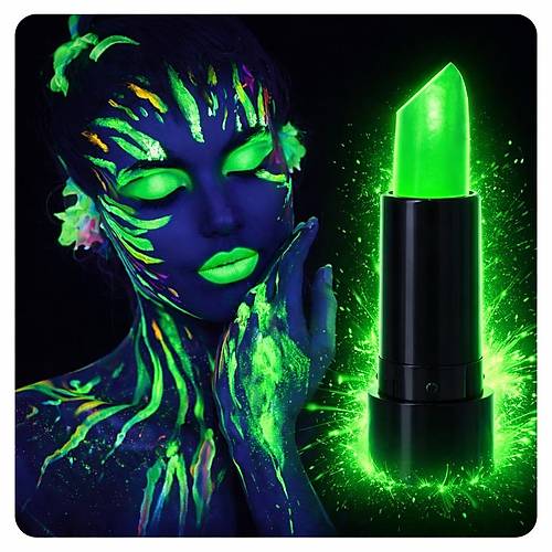 UV Neon Ye�il Ruj � Karanl�kta Parlayan Makyaj Boyas�