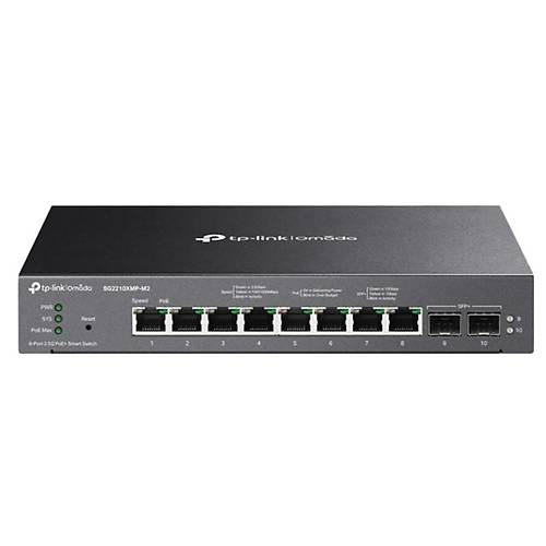 TP-LINK OMADA SG2210XMP-M2 8 PORT GIGABIT + 2X10G SFP Y�NET�LEB�L�R 160W POE SWITCH