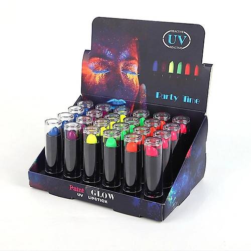 Karanl�kta Parlayan Yanan UV Neon Ruj Y�z Boyama 6 Adet 6 Renk