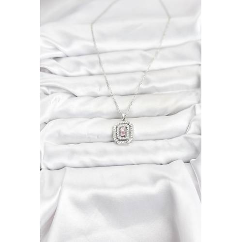 316L �elik Zincir G�m�� Renk Plaka Model Zirkon Ta�l� Kad�n Kolye