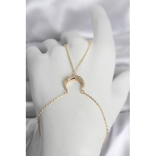 Pirin� Gold Renk Hilal Model Zirkon Ta�l� Kad�n �ahmeran