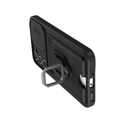 Galaxy A36 K�l�f Zuma Kartvizitli Y�z�kl� Silikon - Siyah