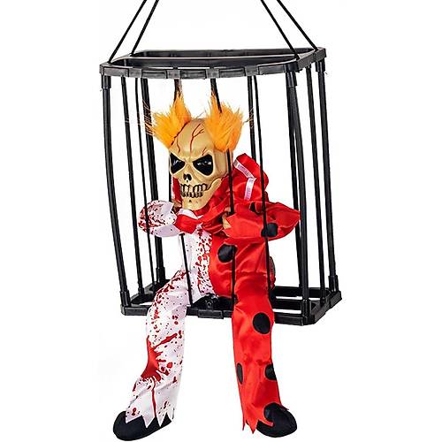 Hareketli Sesli Sens�rl� Mahkum Joker �skelet Dekorasyon 22x27 cm