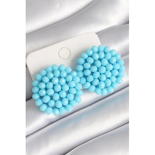 Mavi Renk Kristal D��me Model Kad�n K�pe