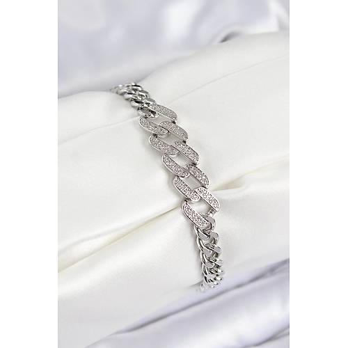 Pirin� Zirkon Ta�l� Ezme K�ba Zincir Model G�m�� Renk Kad�n Bileklik