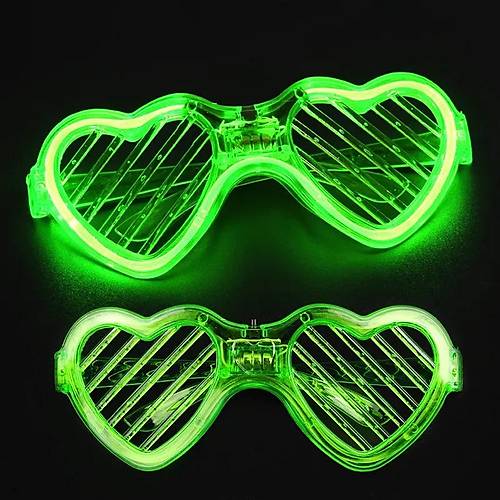 Ye�il LED I��kl� Kalp G�zl�k � 3 Modlu Parti & Glow G�zl���