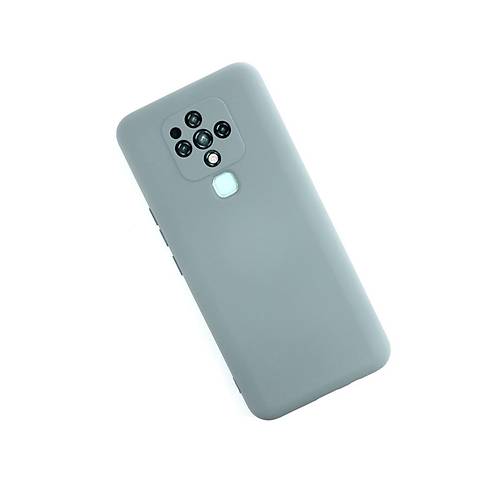 Camon 16 K�l�f Nano i�i Kadife Silikon - Buz Mavisi