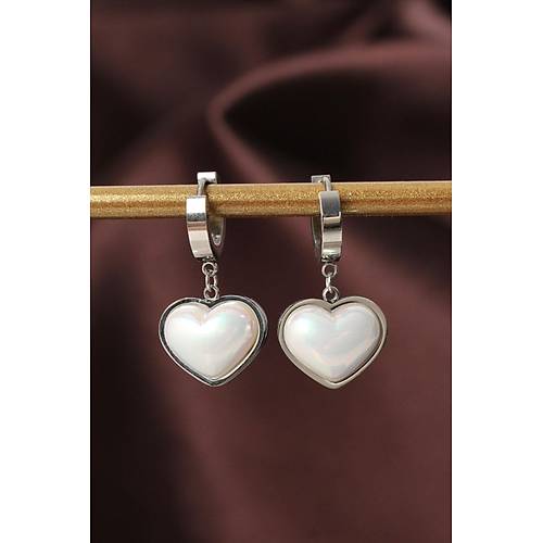 316L �elik G�m�� Renk Beyaz Bombeli Kalp K�pe