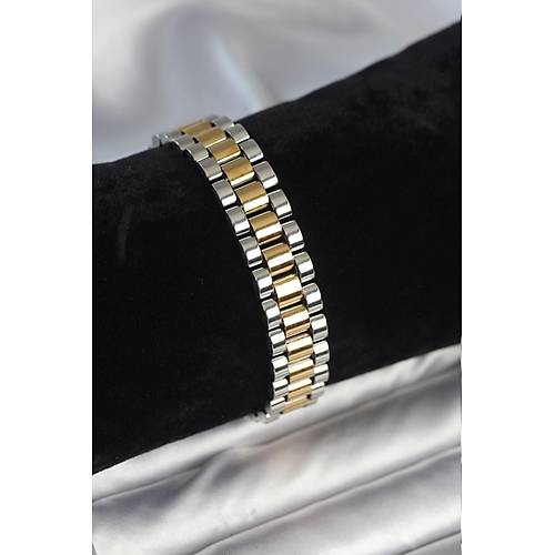 316L �elik Gold ve G�m�� Renk 12 mm Kal�nl�k Erkek Bileklik