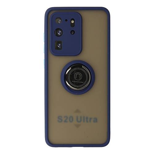 Galaxy S20 Ultra K�l�f Montreal Y�z�kl� Silikon Kapak - Lacivert