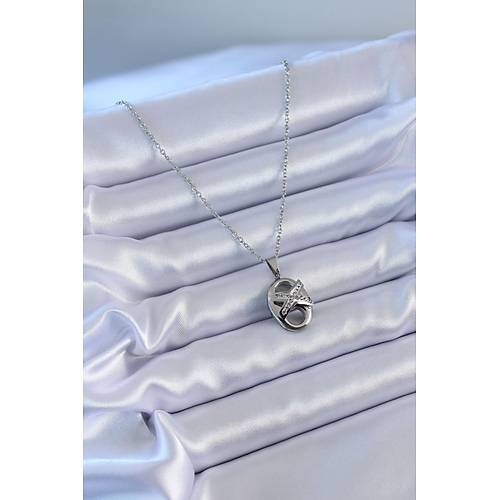 316L �elik G�m�� Renk Zirkon Ta�l� Kad�n Kolye