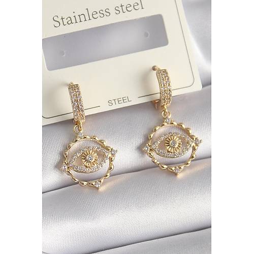 Pirin� Gold Renk Zirkon Ta�l� G�z Model Kad�n K�pe