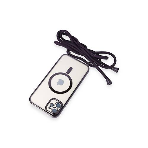 iPhone 11 K�l�f Divo Lazer Ask�l� Magsafe Kapak - Derin Mor