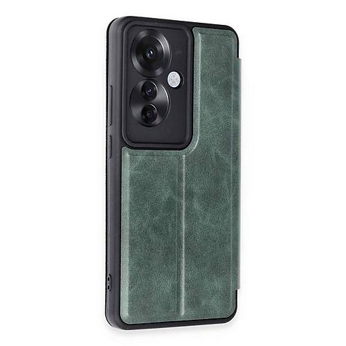 Reno 11F K�l�f Flip Cover - Koyu Ye�il