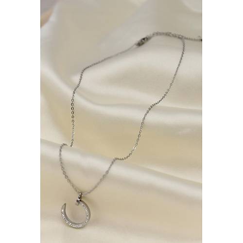 �elik Silver Renk Zirkon Ta�l� �ivi Model Kad�n Kolye