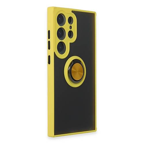 Galaxy S24 Ultra K�l�f Montreal Y�z�kl� Silikon Kapak - Sar�
