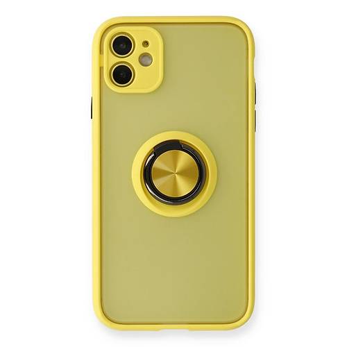 iPhone 11 K�l�f Montreal Y�z�kl� Silikon Kapak - Sar�