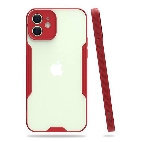 iPhone 12 K�l�f Platin Silikon - K�rm�z�