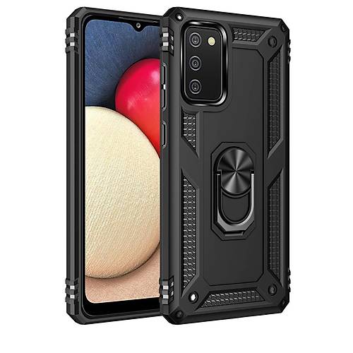 Galaxy A02S K�l�f Sofya Y�z�kl� Silikon Kapak - Siyah
