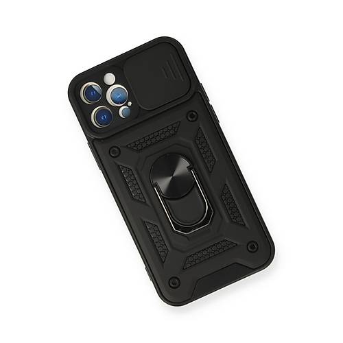 iPhone 12 Pro K�l�f Pars Lens Y�z�kl� Silikon - Siyah