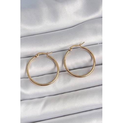 316 �elik Gold Renk 27 mm Halka Model Kad�n K�pe