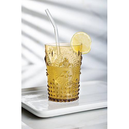 Akrilik Amber 6'l� K�sa Bardak & Su Me�rubat Kahve Yan� Barda�� 400 ml ( Cam De�ildir )
