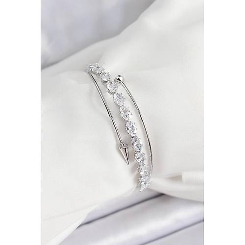 Pirin� G�m�� Renk Arpa Zirkon Ta�l� Kad�n Bileklik