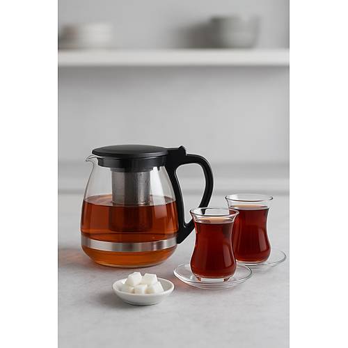Cam Demlik 1250 ml Siyah Kapakl�
