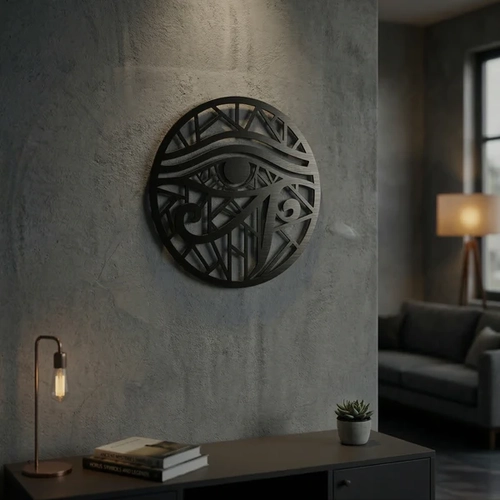 Horus G�z� Duvar Tablosu MDF Lazer Kesim Geometrik Modern Duvar S�s� Eye of Horus Dekor