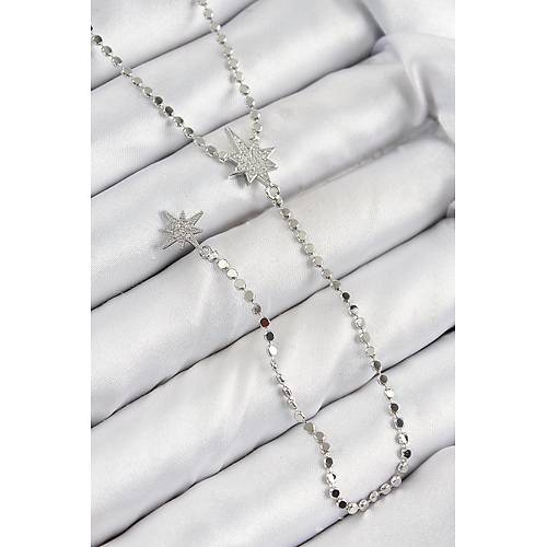 Pirin� Zirkon Ta�l� Ezme Zincirli Kutup Y�ld�z� Model G�m�� Renk Y Kolye
