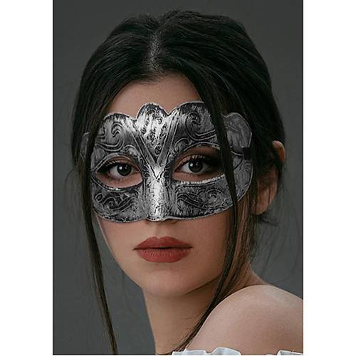 Maskeli Balo Antik Gri G�m�� Eskitilmi� Maske Balo Venedik