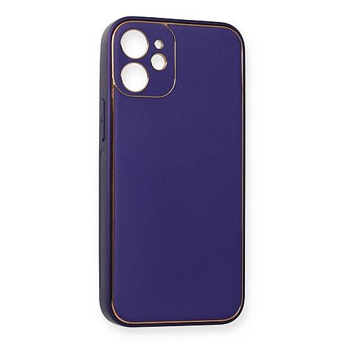 iPhone 12 Mini K�l�f Coco Deri Silikon Kapak - Mor