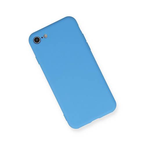 iPhone 7 K�l�f Nano i�i Kadife Silikon - Mavi