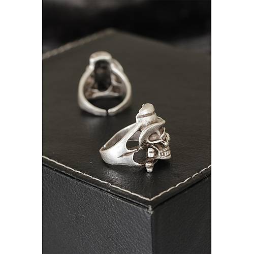 Kuru Kafa Tasar�ml� Eskitme G�m�� Renkli Ayarlamal� Model Erkek Y�z�k