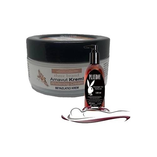 Playboy Three Brand Whitening Cream 4 Adet Arnavut Kremi 50 ml Akl�k Kremi ile 120ML Masaj Ya��