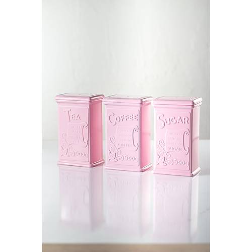 Akrilik Soft Pembe �eker Kahve �ay Kavanozu 500 Ml (Vakum Kapak )