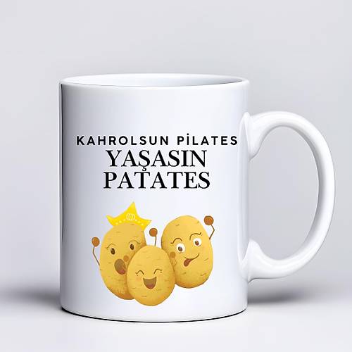 Kahrolsun Pilates Ya�as�n Patates Komik Tasar�m Kupa Model 229 E�lenceli Bask�l� Seramik Kahve Kupas�
