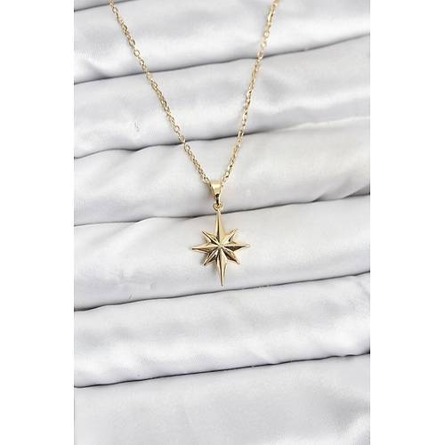 316L �elik Zincir Gold Renk Kutup Y�ld�z� Model Kad�n Kolye