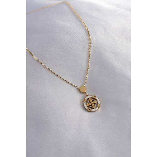 316L �elik Gold Renk �i�ek Fig�r Kad�n Kolye