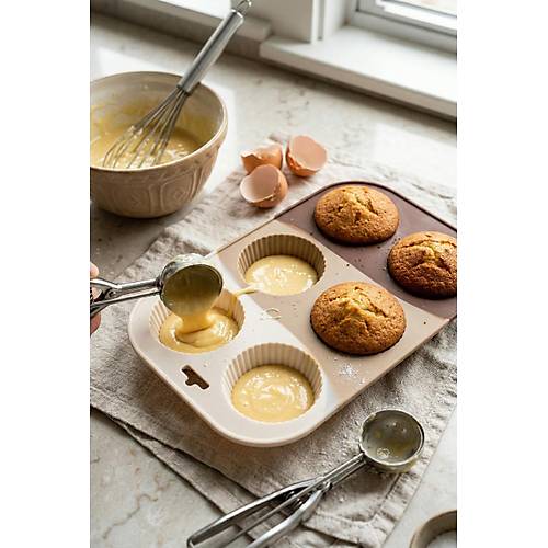 Kahve Rengi 6�l� Silikon Kek Ve �ikolata Kal�b� & Muffin Kab� Pi�irme Gereci 16x25 cm
